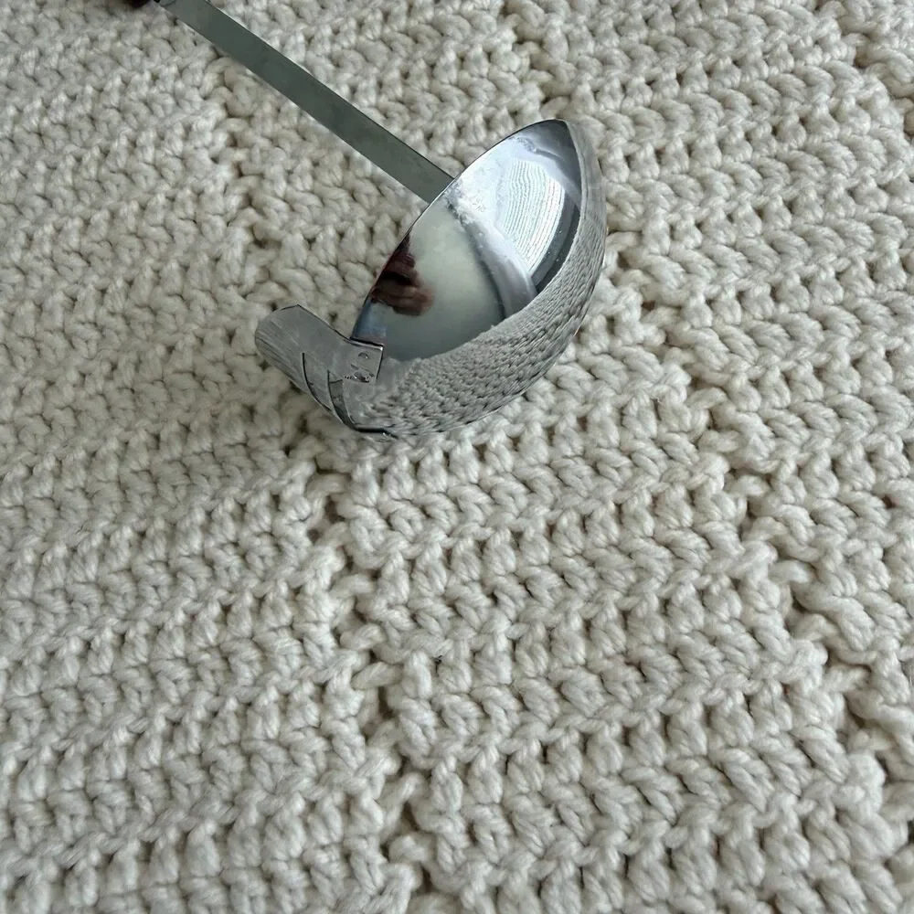 Vintage 11” Ladle with Strainer Butterscotch Bakelite Bullet Handle Chrome Plate